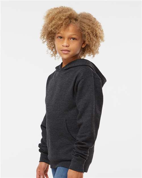 Independent Trading Co. SS4001Y Youth Midweight Hooded Sweatshirt - Charcoal Heather - model side