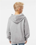 Independent Trading Co. SS4001Y Youth Midweight Hooded Sweatshirt - Grey Heather - model back