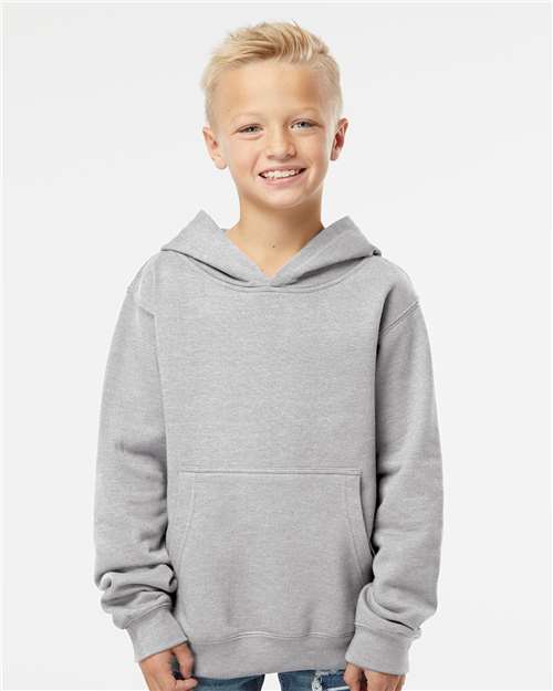 Independent Trading Co. SS4001Y Youth Midweight Hooded Sweatshirt - Grey Heather - model front