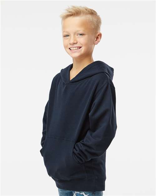 Independent Trading Co. SS4001Y Youth Midweight Hooded Sweatshirt - Classic Navy - model side