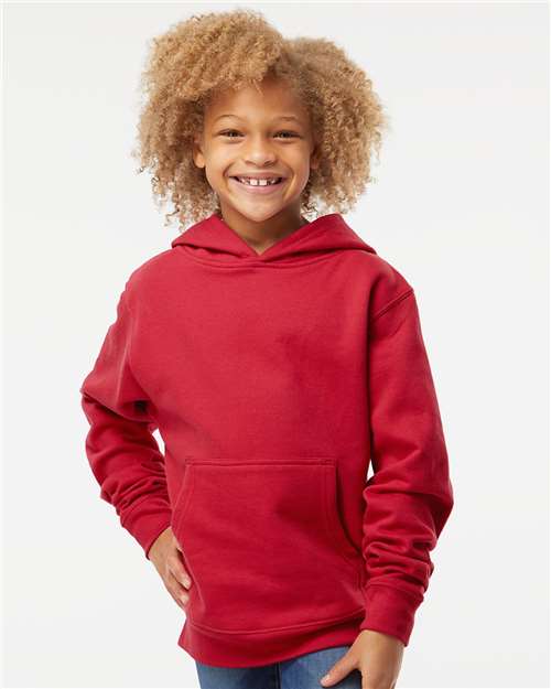 Independent Trading Co. SS4001Y Youth Midweight Hooded Sweatshirt - Red - model front