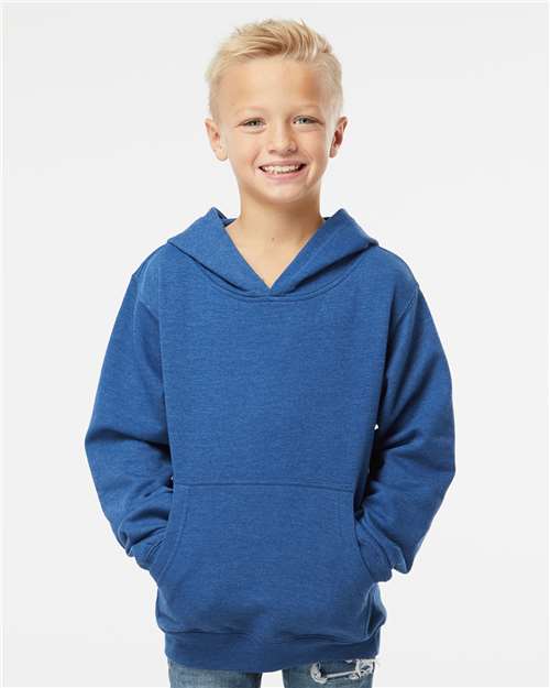 Independent Trading Co. SS4001Y Youth Midweight Hooded Sweatshirt - Royal Heather - model front