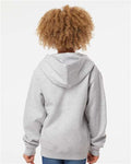 Independent Trading Co. SS4001YZ Youth Midweight Full-Zip Hooded Sweatshirt - Grey Heather - model back