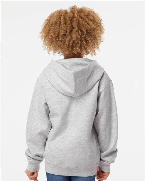 Independent Trading Co. SS4001YZ Youth Midweight Full-Zip Hooded Sweatshirt - Grey Heather - model back