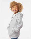 Independent Trading Co. SS4001YZ Youth Midweight Full-Zip Hooded Sweatshirt - Grey Heather - model side