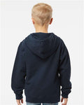 Independent Trading Co. SS4001YZ Youth Midweight Full-Zip Hooded Sweatshirt - Navy - model back