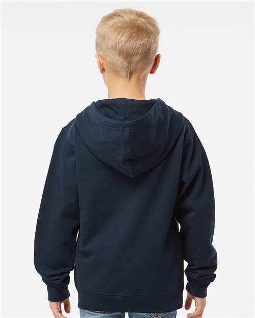 Independent Trading Co. SS4001YZ Youth Midweight Full-Zip Hooded Sweatshirt - Navy - model back