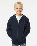 Independent Trading Co. SS4001YZ Youth Midweight Full-Zip Hooded Sweatshirt - Navy - model front