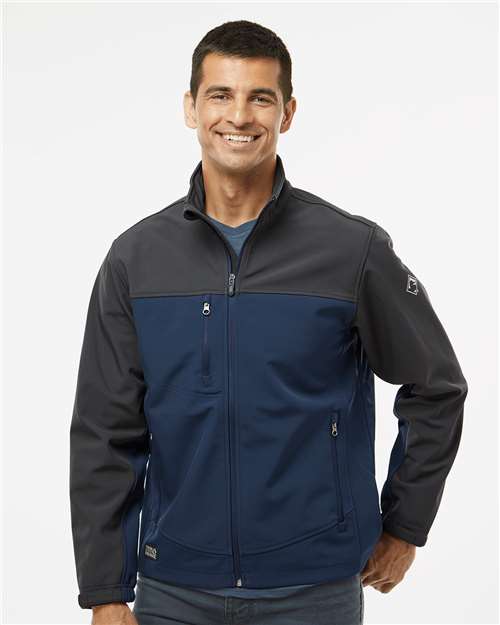 DRI DUCK 5350 Men's Motion Soft Shell Jacket - Deep Blue/ Charcoal - model front