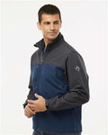 DRI DUCK 5350 Men's Motion Soft Shell Jacket - Deep Blue/ Charcoal - model side
