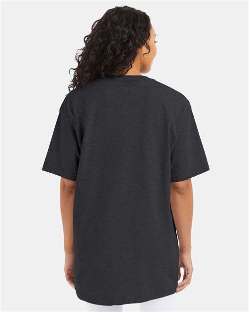 Hanes 518T Beefy-T Tall T-Shirt - Charcoal Heather - model back