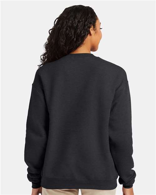 Hanes P160 EcoSmart Crewneck Sweatshirt - Charcoal Heather - model back