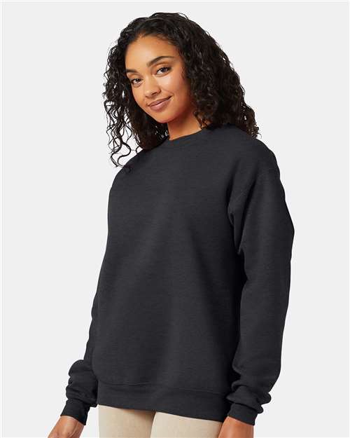 Hanes P160 EcoSmart Crewneck Sweatshirt - Charcoal Heather - model side
