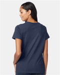 Hanes S04V Women's Perfect-T V-Neck T-Shirt - Navy - model back