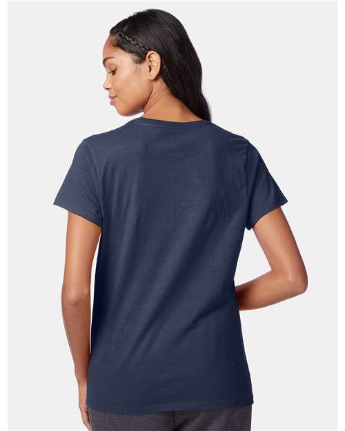 Hanes SL04 Women's Perfect-T T-Shirt - Navy - model back
