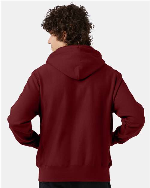 Champion S101 Unisex Reverse Weave Hooded Sweatshirt - Cardinal - model back