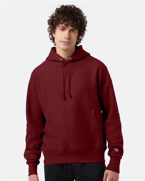 Champion S101 Unisex Reverse Weave Hooded Sweatshirt - Cardinal - model front