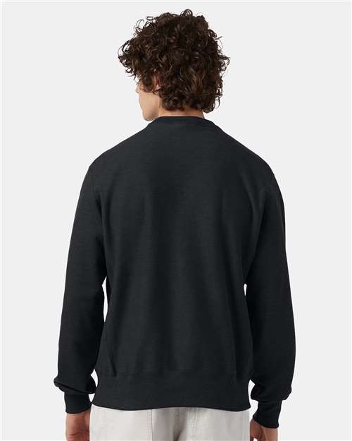 Champion S149 Unisex Reverse Weave Crewneck Sweatshirt - Charcoal Heather - model back