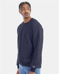 Champion S600 Powerblend Crewneck Sweatshirt - Navy Heather - model side
