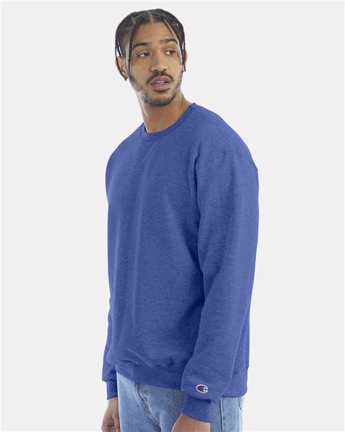Champion S600 Powerblend Crewneck Sweatshirt - Royal Blue Heather - model side