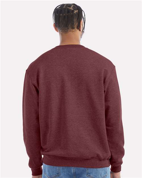 Champion S600 Powerblend Crewneck Sweatshirt - Maroon Heather - model back