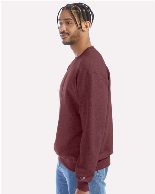 Champion S600 Powerblend Crewneck Sweatshirt - Maroon Heather - model side