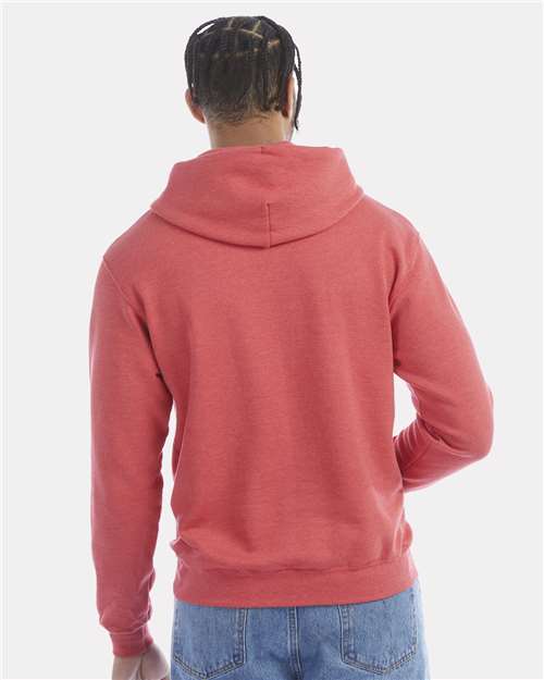 Champion S700 Powerblend Hooded Sweatshirt - Scarlet Heather - model back