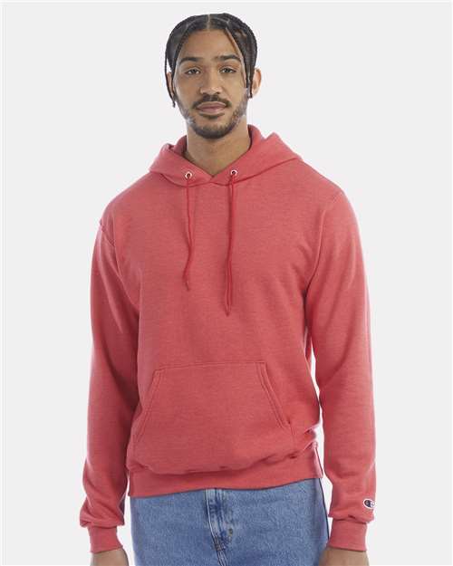 Champion S700 Powerblend Hooded Sweatshirt - Scarlet Heather - model front