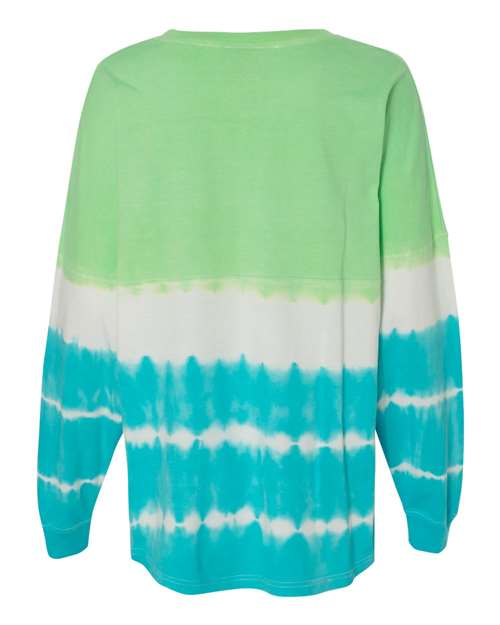 J. America 8229 Unisex Game Day Jersey Long Sleeve T-Shirt - Lime/ Maui Tie-Dye - back