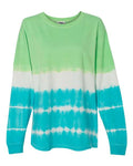 J. America 8229 Unisex Game Day Jersey Long Sleeve T-Shirt - Lime/ Maui Tie-Dye - front