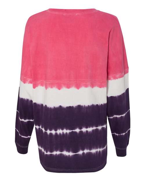 J. America 8229 Unisex Game Day Jersey Long Sleeve T-Shirt - Wildberry/ Very Berry Tie-Dye - back