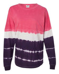 J. America 8229 Unisex Game Day Jersey Long Sleeve T-Shirt - Wildberry/ Very Berry Tie-Dye - front