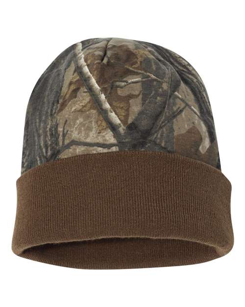 Kati LCB12 12" Licensed Camo Cuffed Beanie - Realtree AP/ Brown - front