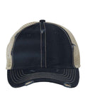 Valucap 3150 Bounty Dirty-Washed Mesh-Back Cap - Navy/ Khaki - front