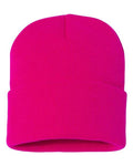 Sportsman SP12 12" Solid Cuffed Beanie - Neon Fuchsia - back