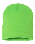 Sportsman SP12 12" Solid Cuffed Beanie - Neon Green - back