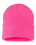 Sportsman SP12 12" Solid Cuffed Beanie - Neon Pink - back
