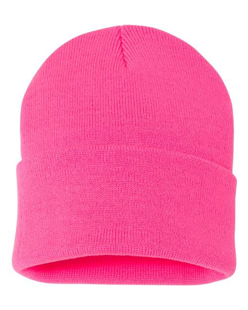 Sportsman SP12 12" Solid Cuffed Beanie - Neon Pink - front