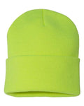 Sportsman SP12 12" Solid Cuffed Beanie - Neon Yellow - front