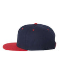 Yupoong 6089M Premium Flat Bill Snapback Cap - Navy/ Red - side