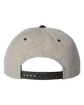 Yupoong 6089M Premium Flat Bill Snapback Cap - Heather/ Black - back