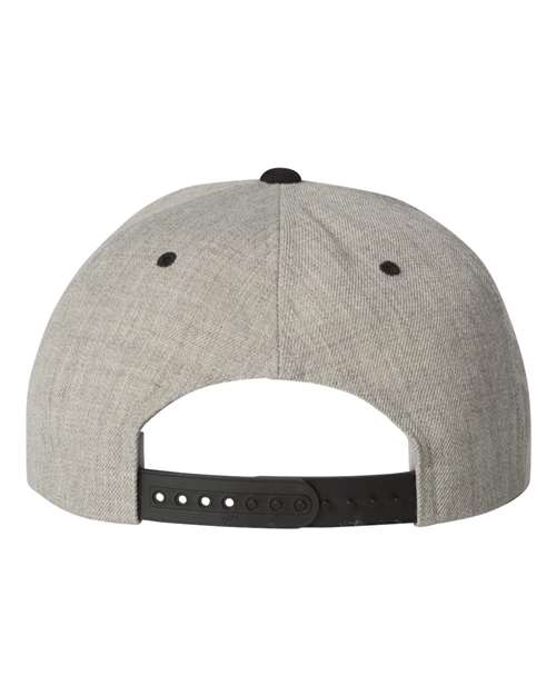 Yupoong 6089M Premium Flat Bill Snapback Cap - Heather/ Black - back