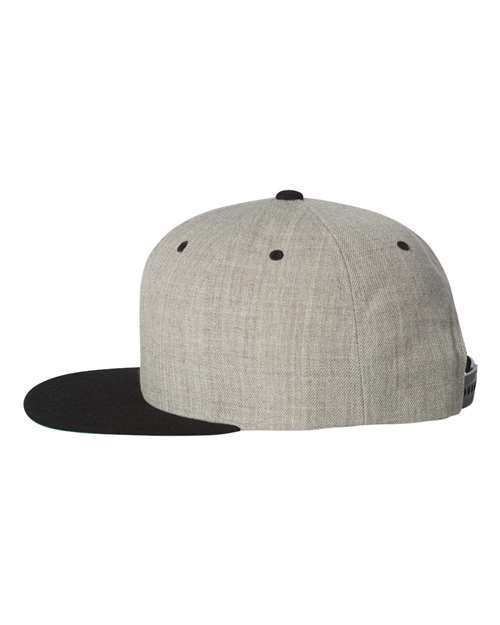 Yupoong 6089M Premium Flat Bill Snapback Cap - Heather/ Black - side