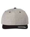 Yupoong 6089M Premium Flat Bill Snapback Cap - Heather/ Black - front
