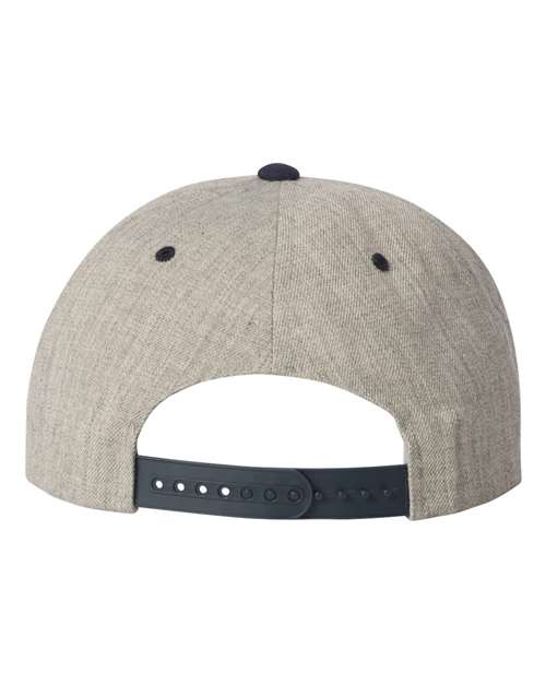 Yupoong 6089M Premium Flat Bill Snapback Cap - Heather Grey/ Navy - back