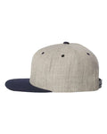 Yupoong 6089M Premium Flat Bill Snapback Cap - Heather Grey/ Navy - side