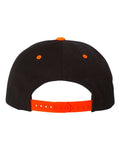 Yupoong 6089M Premium Flat Bill Snapback Cap - Black/ Neon Orange - back