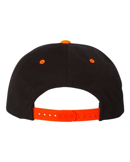 Yupoong 6089M Premium Flat Bill Snapback Cap - Black/ Neon Orange - back