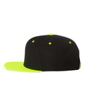 Yupoong 6089M Premium Flat Bill Snapback Cap - Black/ Neon Green - side