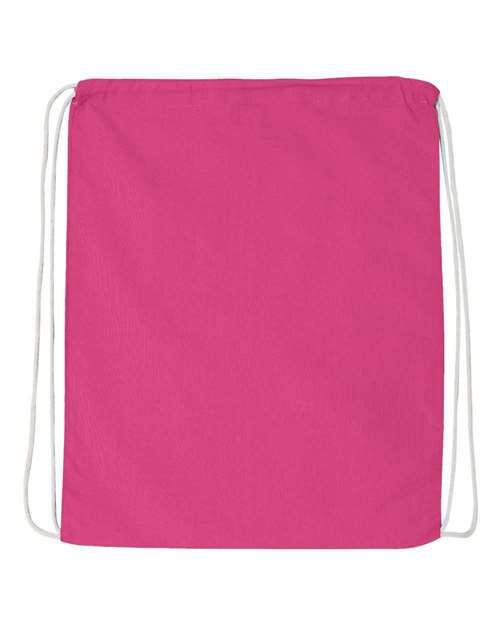 Q-Tees Q4500 Economical Cotton Drawstring Bag - Hot Pink - back